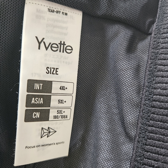 NWT Yvette high impact zip front sports bra black wire free size 4XL, 46D - DDD - Picture 4 of 6